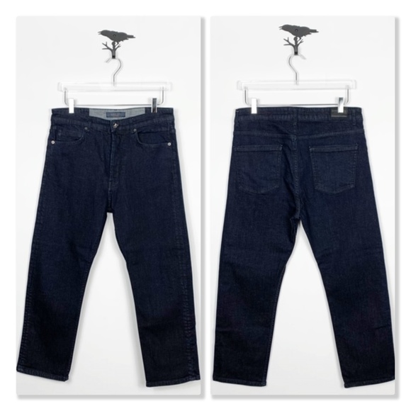 Zara Man Dark Wash Denim Loose Fit Crop Jeans - Picture 1 of 8